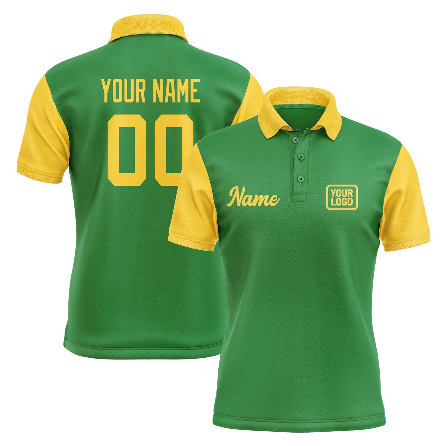 Custom Emerald Green Gold Short-Sleeve Polo Shirt PO243030B130
