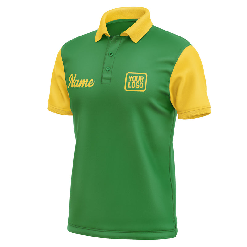 Custom Emerald Green Gold Short-Sleeve Polo Shirt PO243030B130