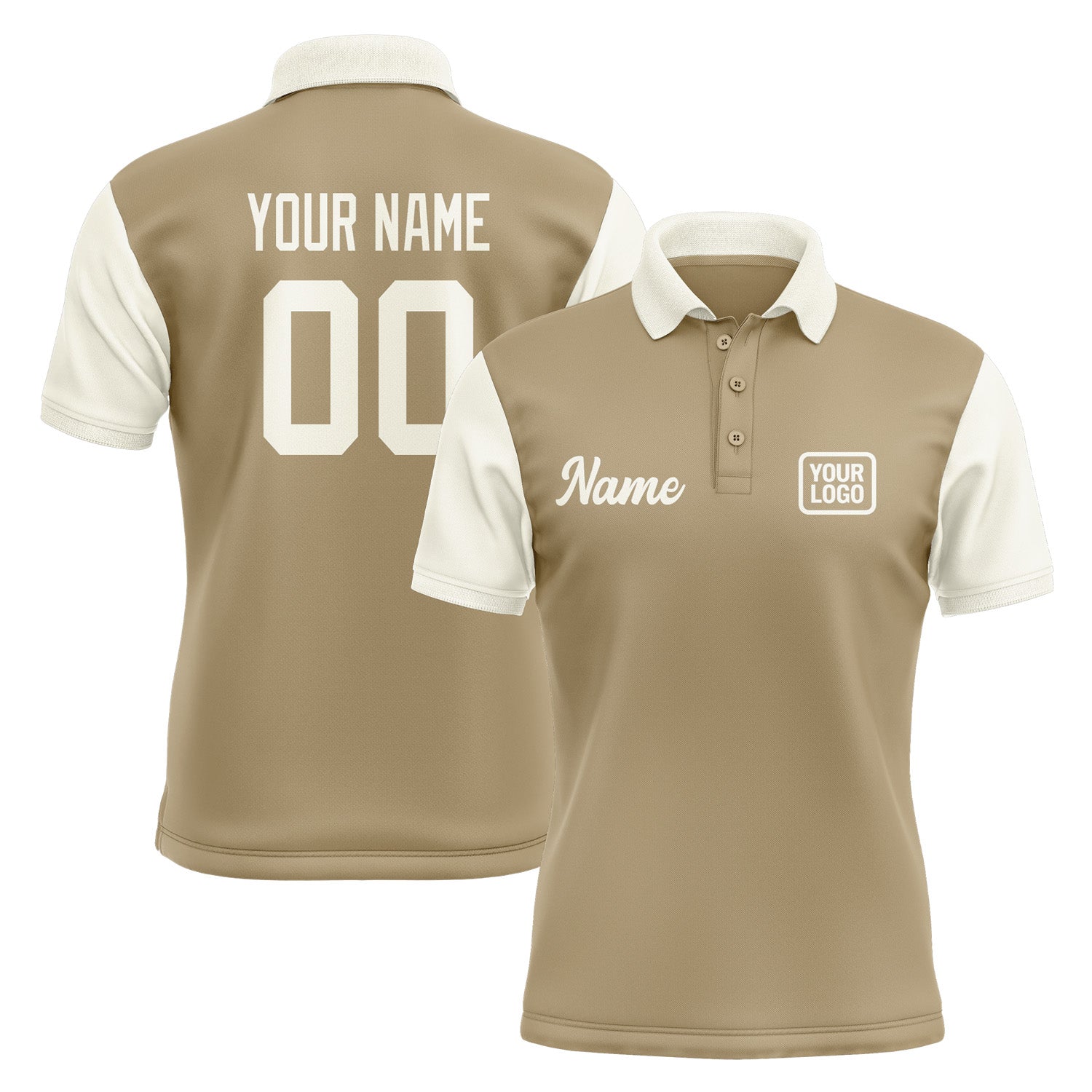 Custom Light Khaki Cream Short-Sleeve Polo Shirt PO250303B103