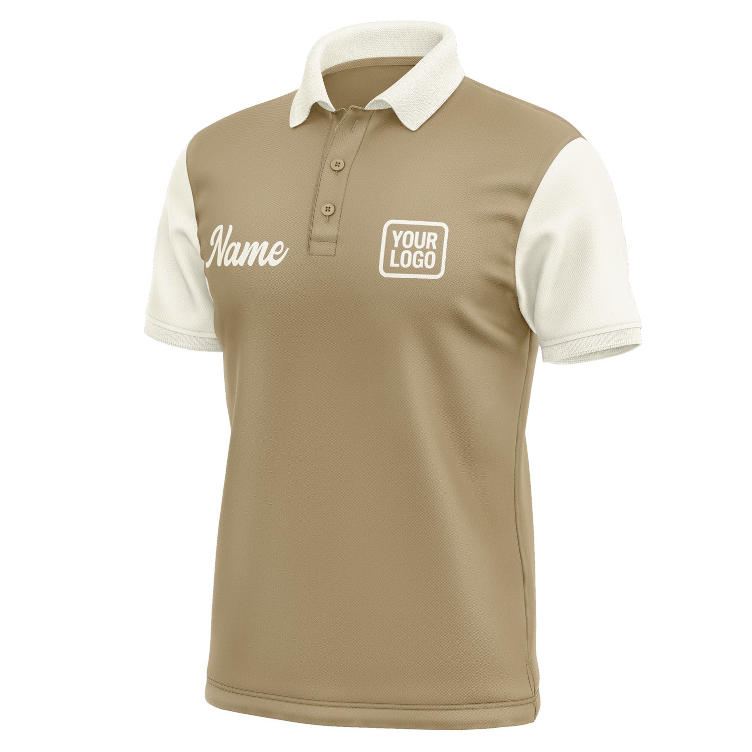 Custom Light Khaki Cream Short-Sleeve Polo Shirt PO250303B103