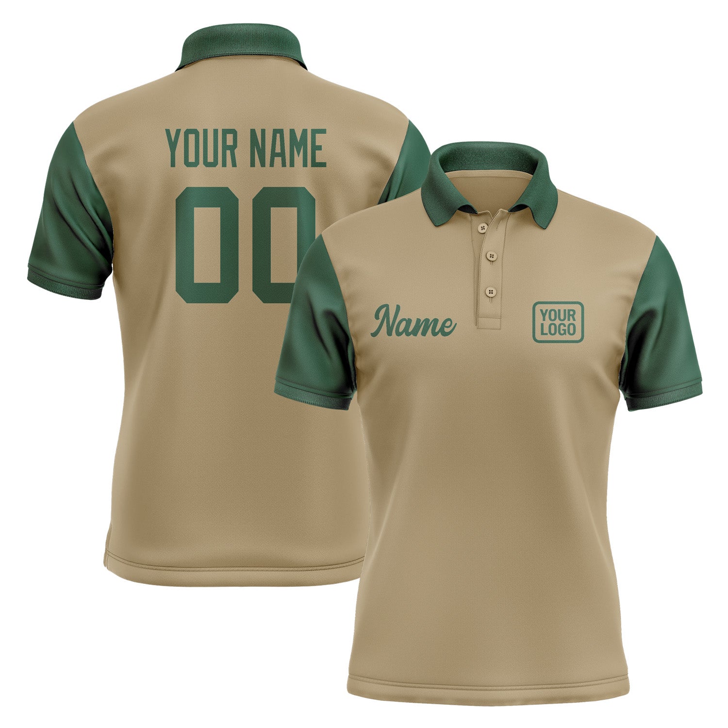 Custom Light Khaki Green Short-Sleeve Polo Shirt PO250505B105