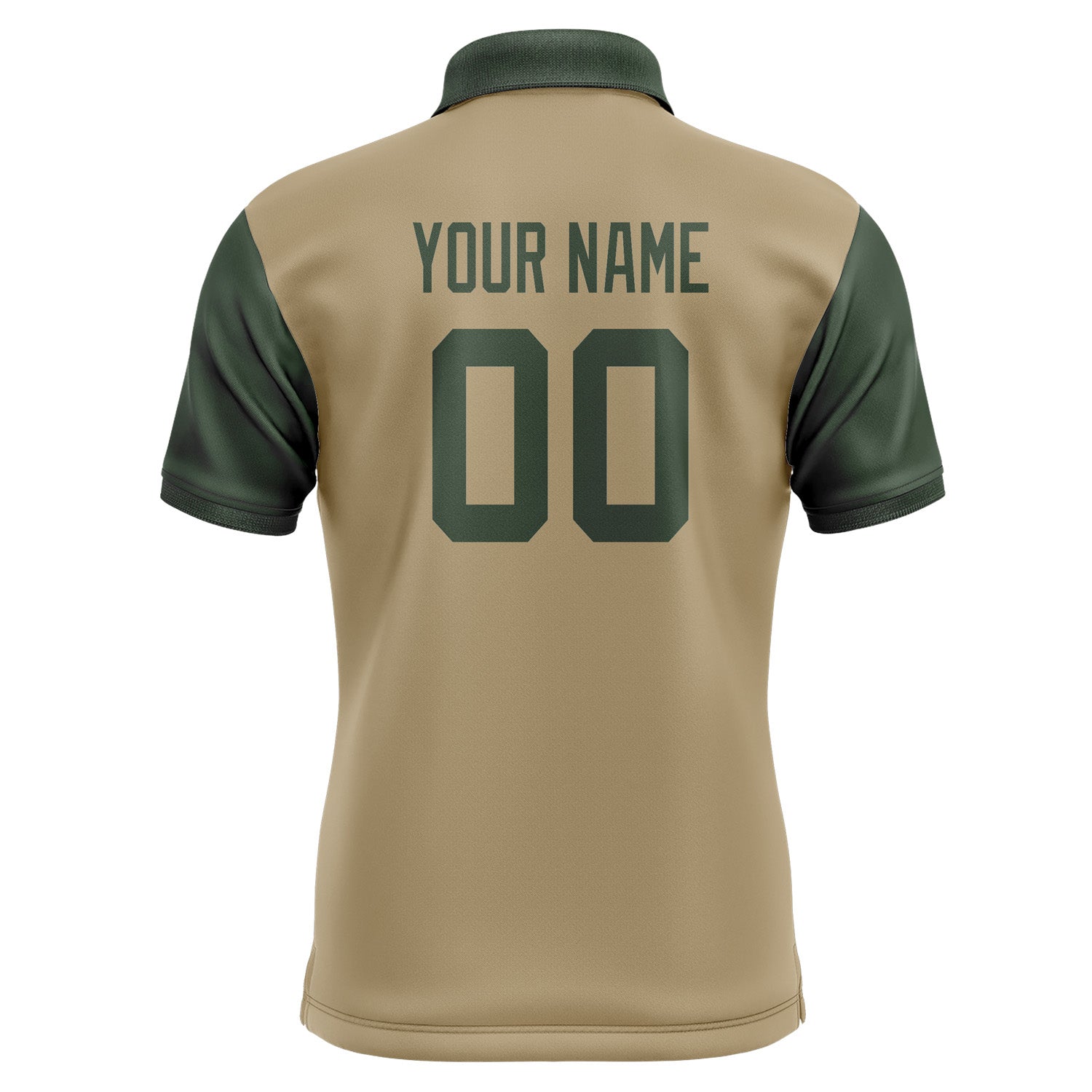 Custom Light Khaki Dark Green Short-Sleeve Polo Shirt PO250606B106