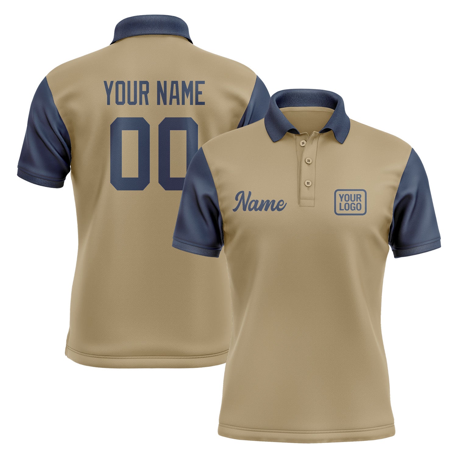Custom Light Khaki Blue Short-Sleeve Polo Shirt PO251010B110