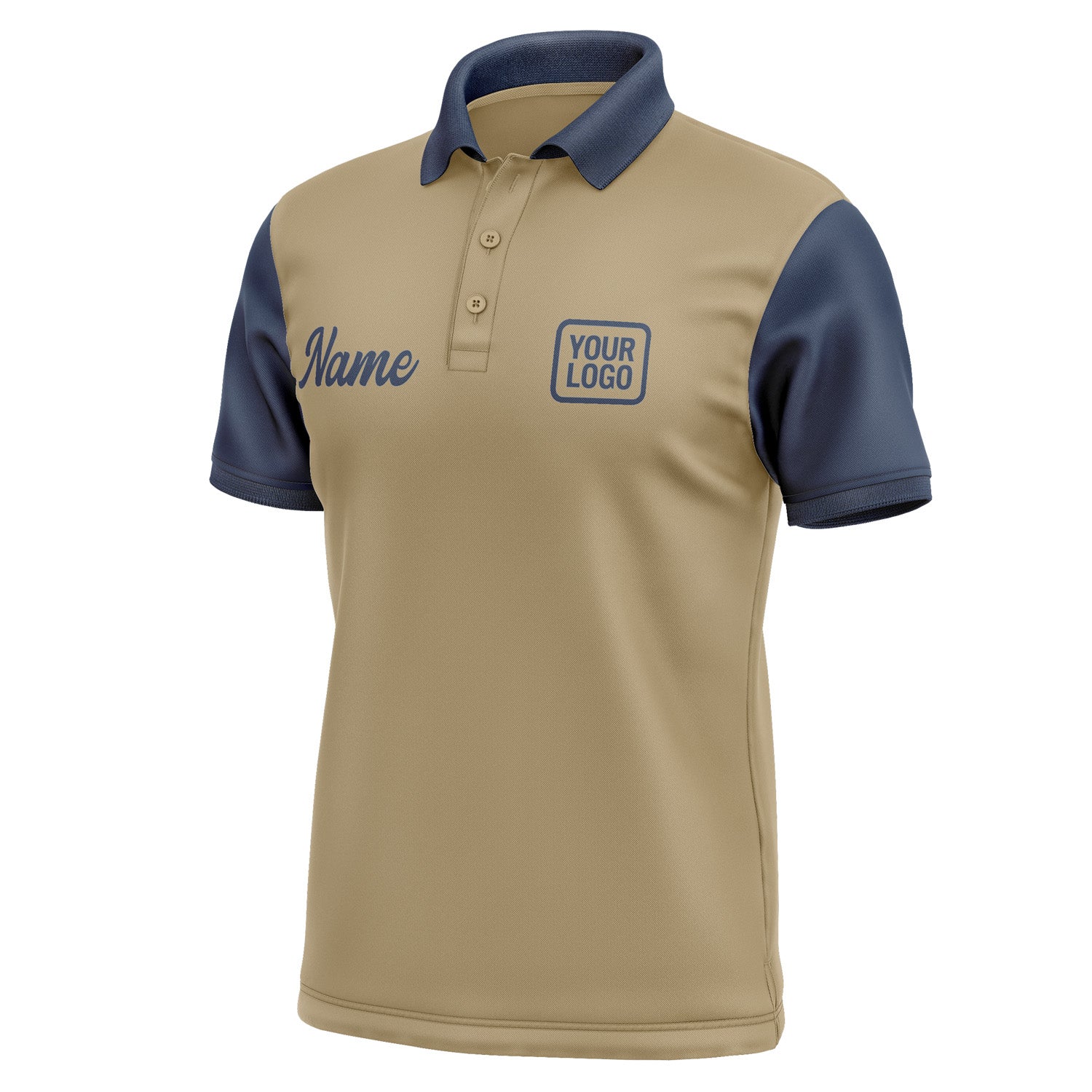 Custom Light Khaki Blue Short-Sleeve Polo Shirt PO251010B110