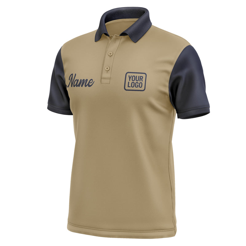 Custom Light Khaki Navy Short-Sleeve Polo Shirt PO251111B111