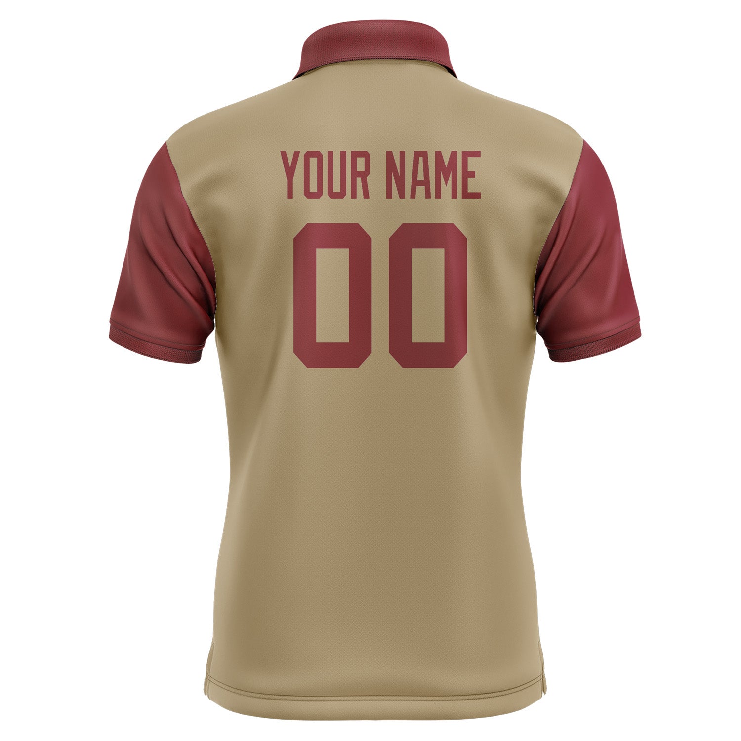 Custom Light Khaki Crimson Red Short-Sleeve Polo Shirt PO251515B115