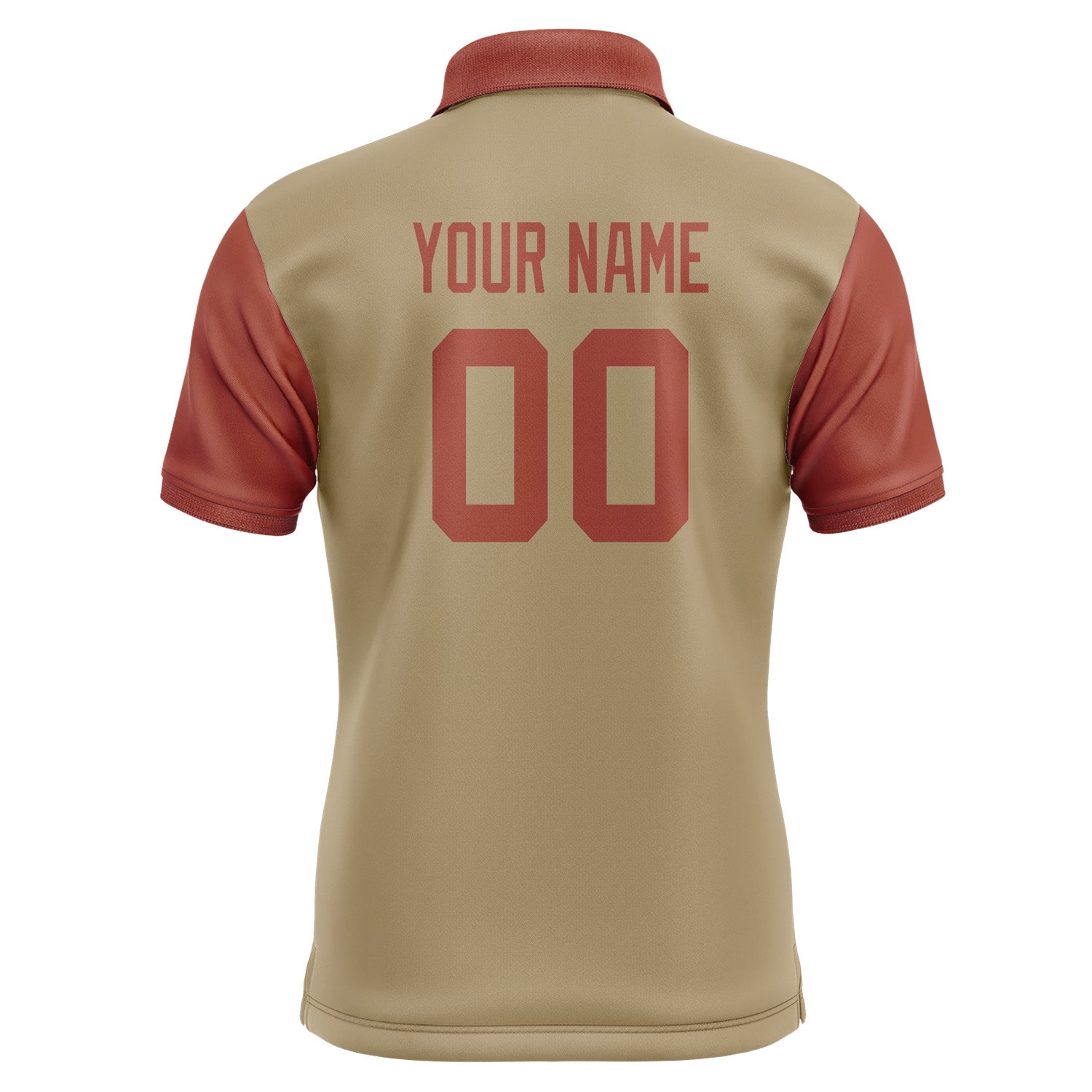 Custom Light Khaki Coral Red Short-Sleeve Polo Shirt PO251616B116