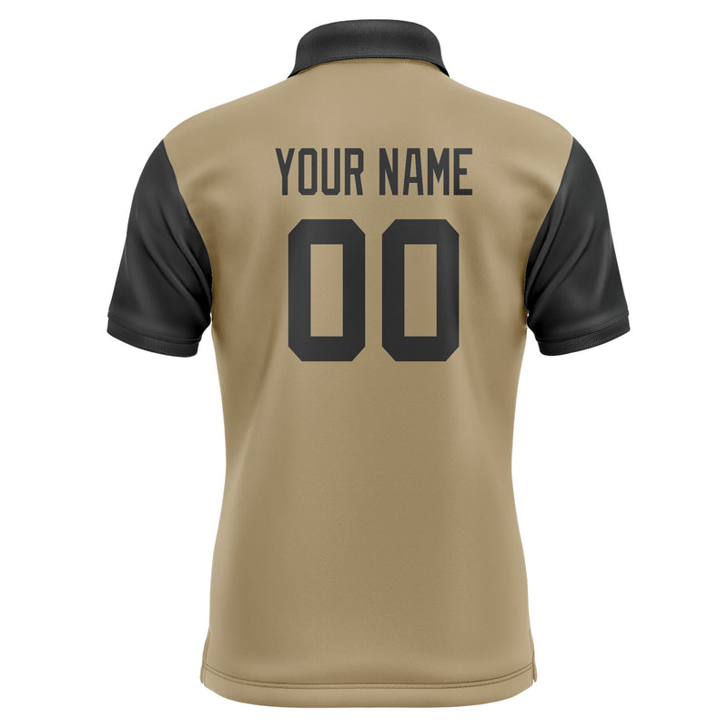 Custom Light Khaki Black Short-Sleeve Polo Shirt PO251717B117