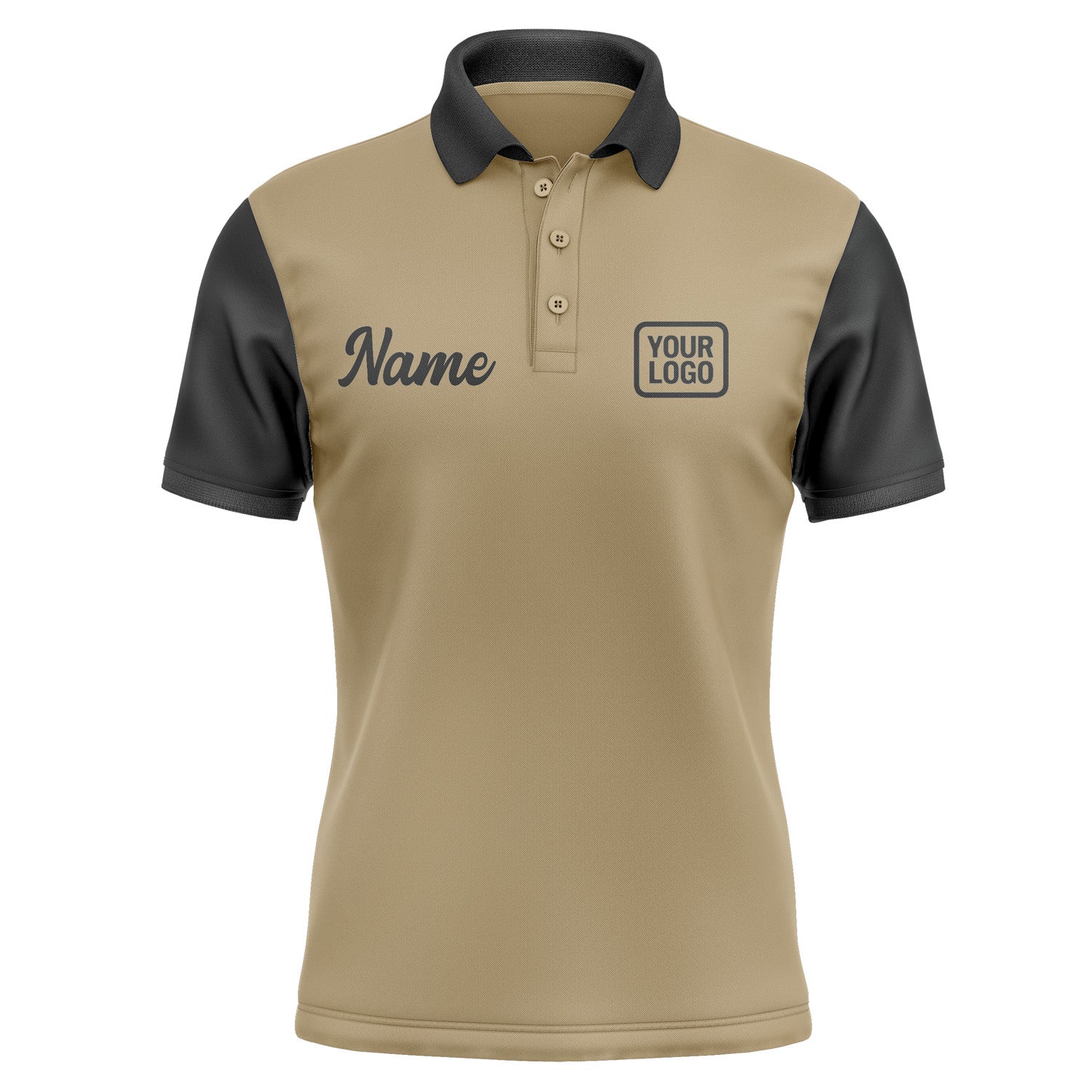 Custom Light Khaki Black Short-Sleeve Polo Shirt PO251717B117