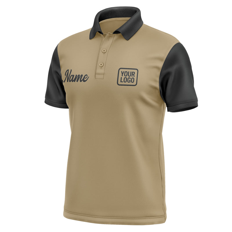 Custom Light Khaki Black Short-Sleeve Polo Shirt PO251717B117