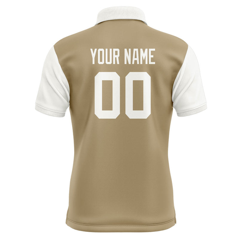 Custom Light Khaki White Short-Sleeve Polo Shirt PO251818B118