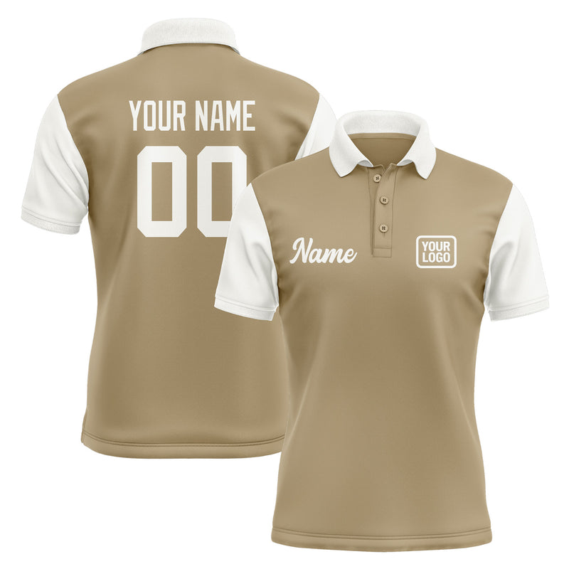 Custom Light Khaki White Short-Sleeve Polo Shirt PO251818B118