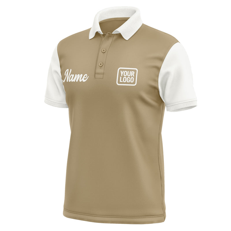 Custom Light Khaki White Short-Sleeve Polo Shirt PO251818B118