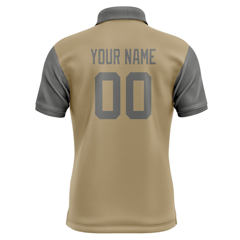 Custom Light Khaki Dark Grey Short-Sleeve Polo Shirt PO252020B120