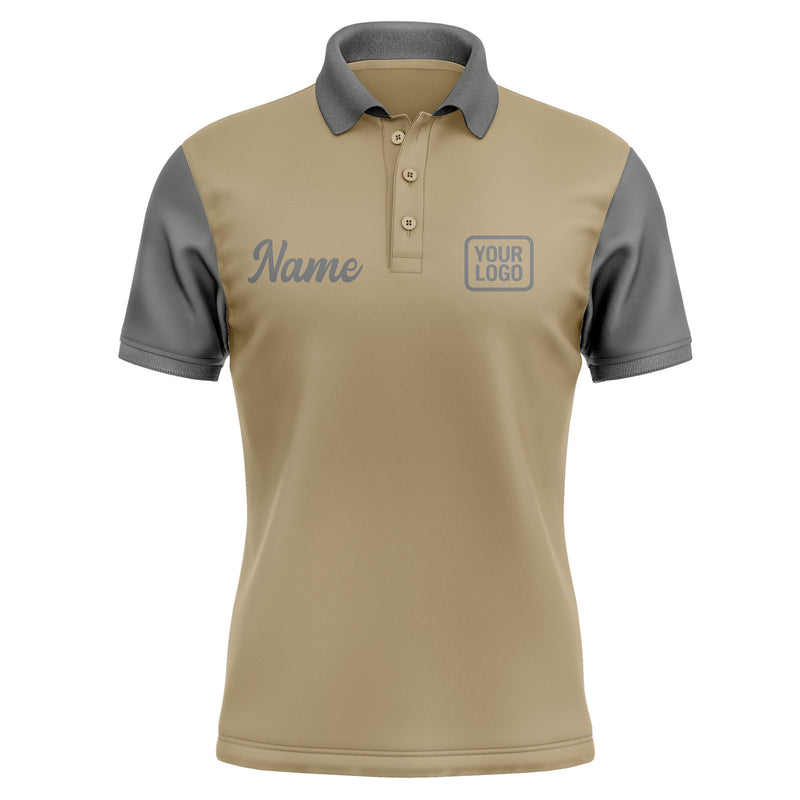 Custom Light Khaki Dark Grey Short-Sleeve Polo Shirt PO252020B120