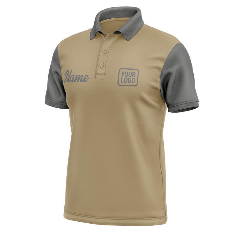 Custom Light Khaki Dark Grey Short-Sleeve Polo Shirt PO252020B120