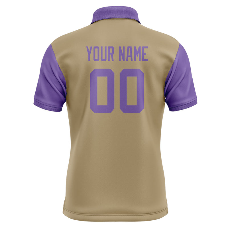 Custom Light Khaki Light Purple Short-Sleeve Polo Shirt PO252323B123