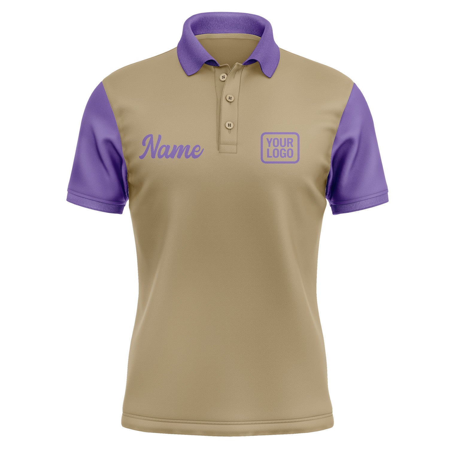 Custom Light Khaki Light Purple Short-Sleeve Polo Shirt PO252323B123