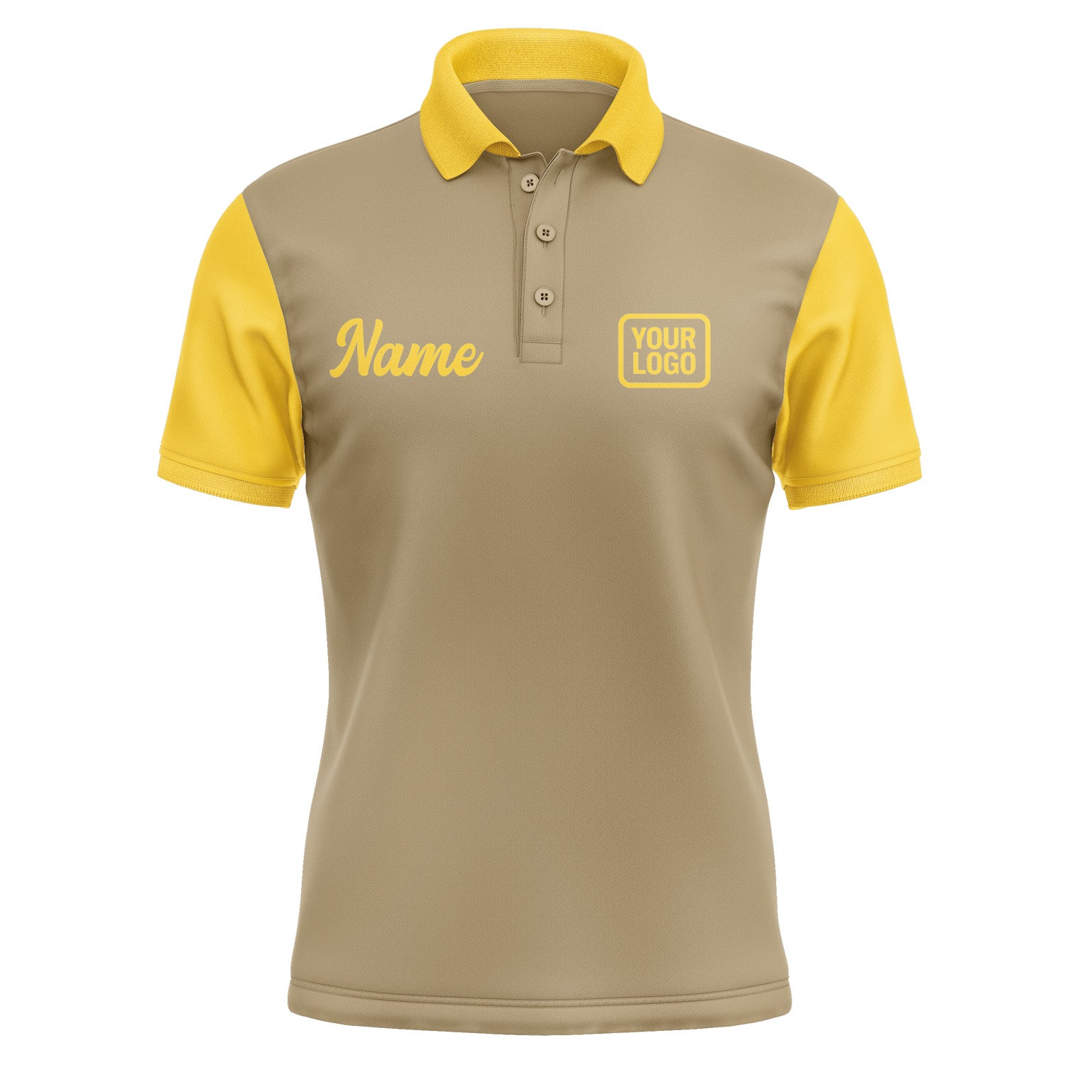 Custom Light Khaki Gold Short-Sleeve Polo Shirt PO253030B130