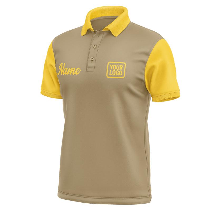 Custom Light Khaki Gold Short-Sleeve Polo Shirt PO253030B130