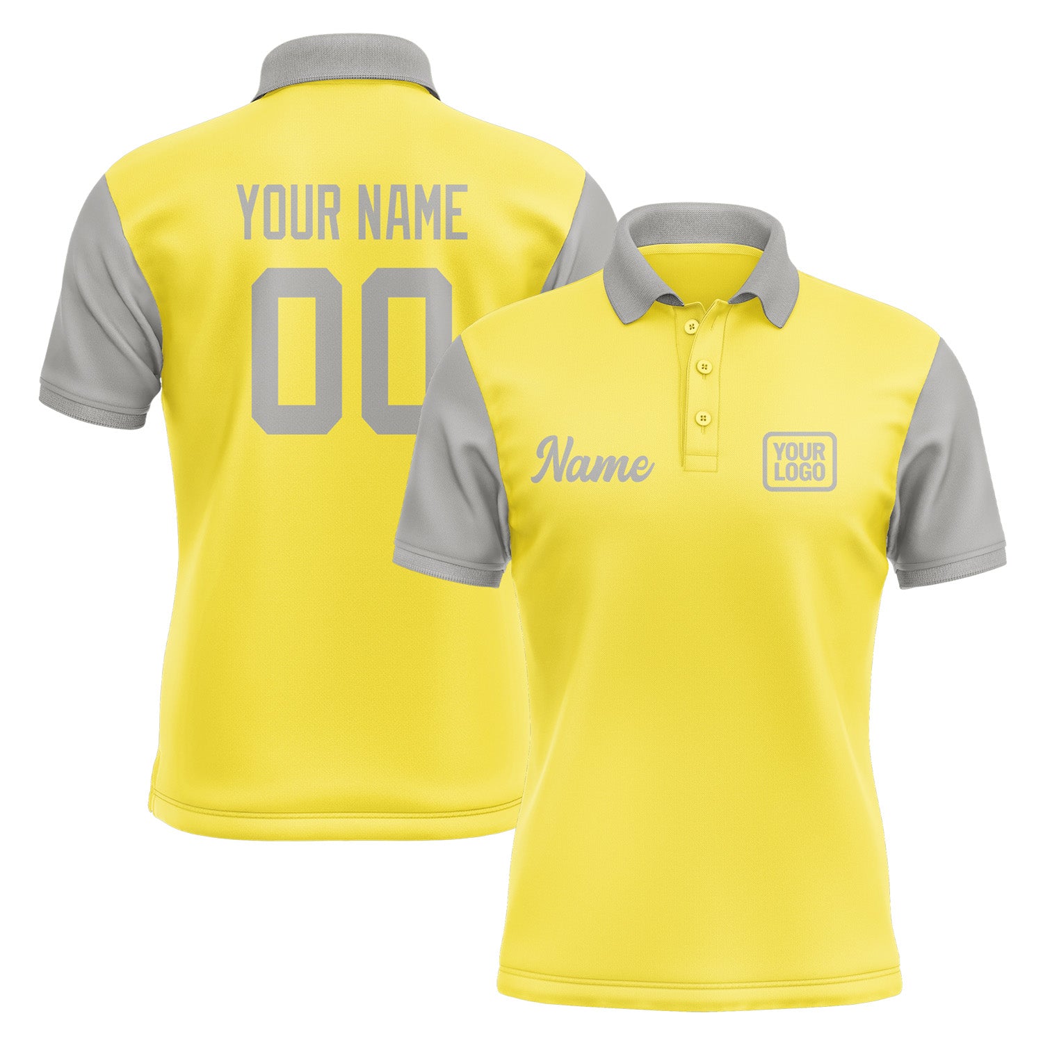 Custom Light Yellow Gray Short-Sleeve Polo Shirt PO260404B104