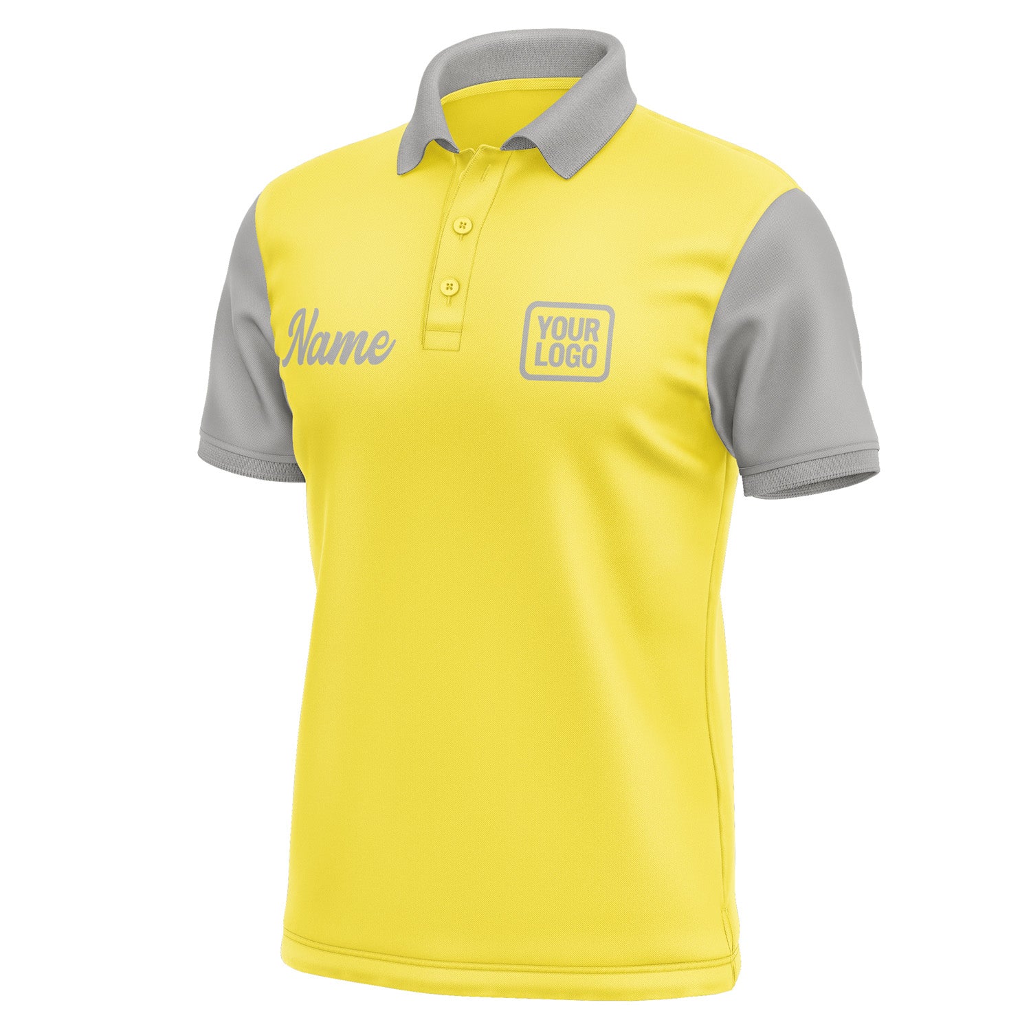 Custom Light Yellow Gray Short-Sleeve Polo Shirt PO260404B104
