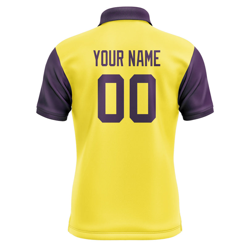 Custom Light Yellow Purple Short-Sleeve Polo Shirt PO260707B107