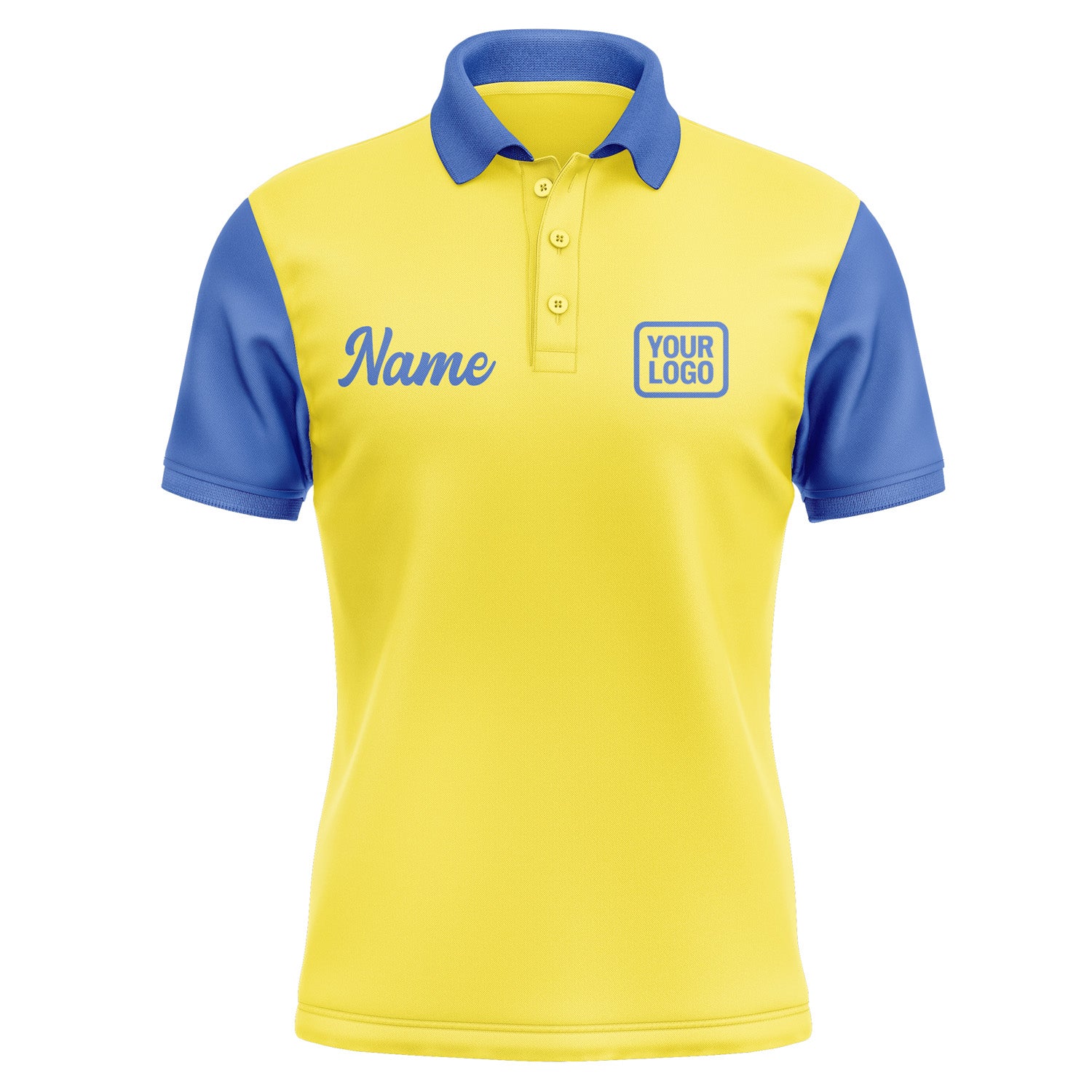 Custom Light Yellow Sky Blue Short-Sleeve Polo Shirt PO260909B109