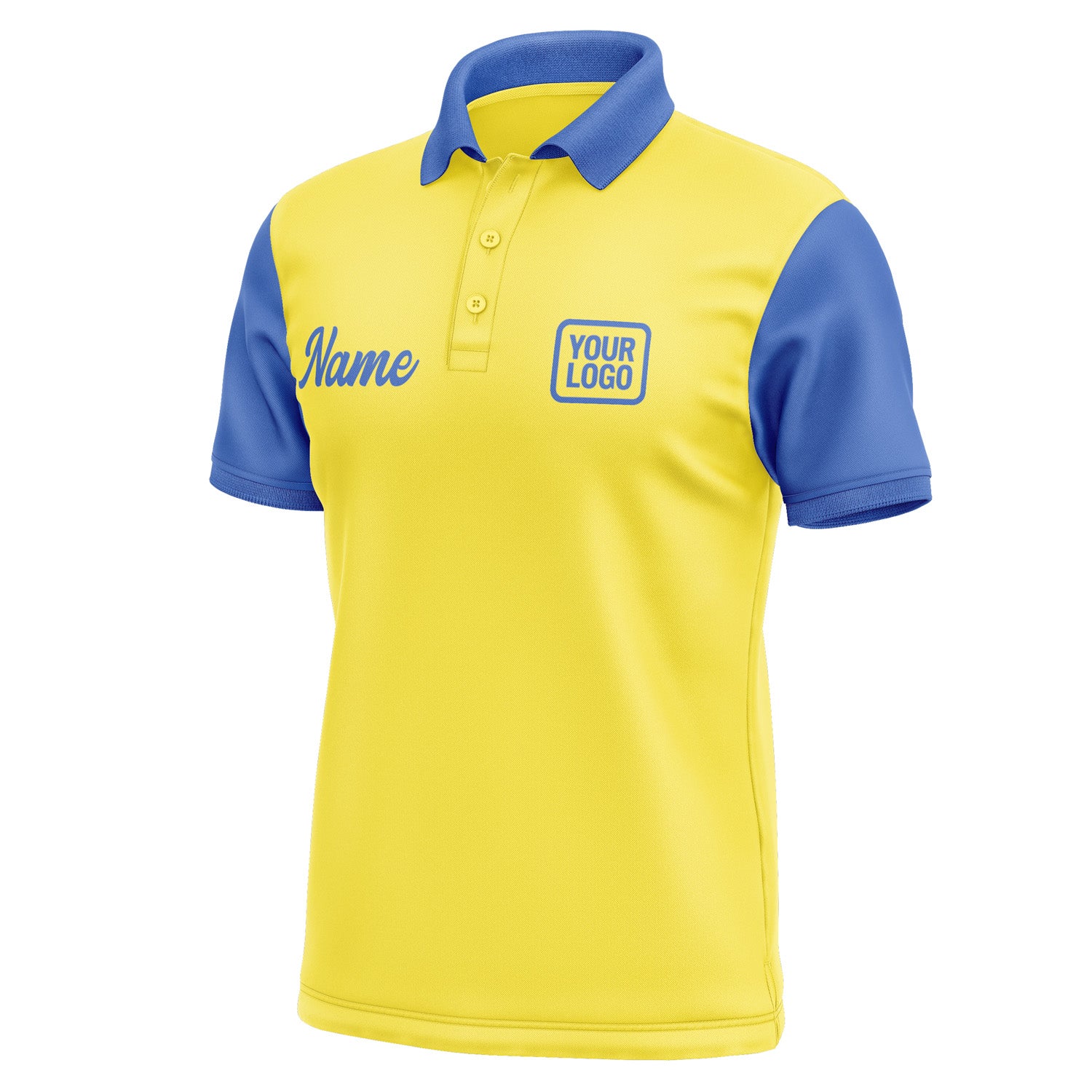 Custom Light Yellow Sky Blue Short-Sleeve Polo Shirt PO260909B109