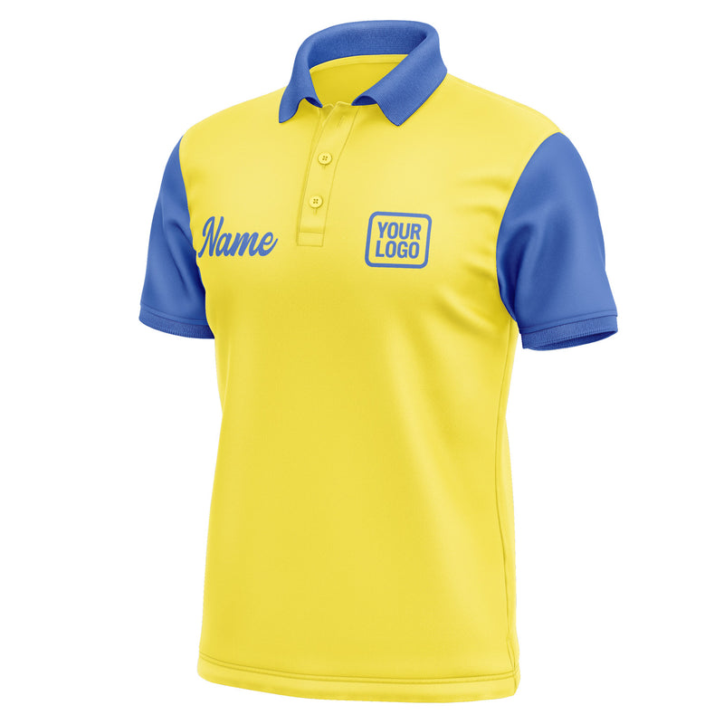 Custom Light Yellow Sky Blue Short-Sleeve Polo Shirt PO260909B109