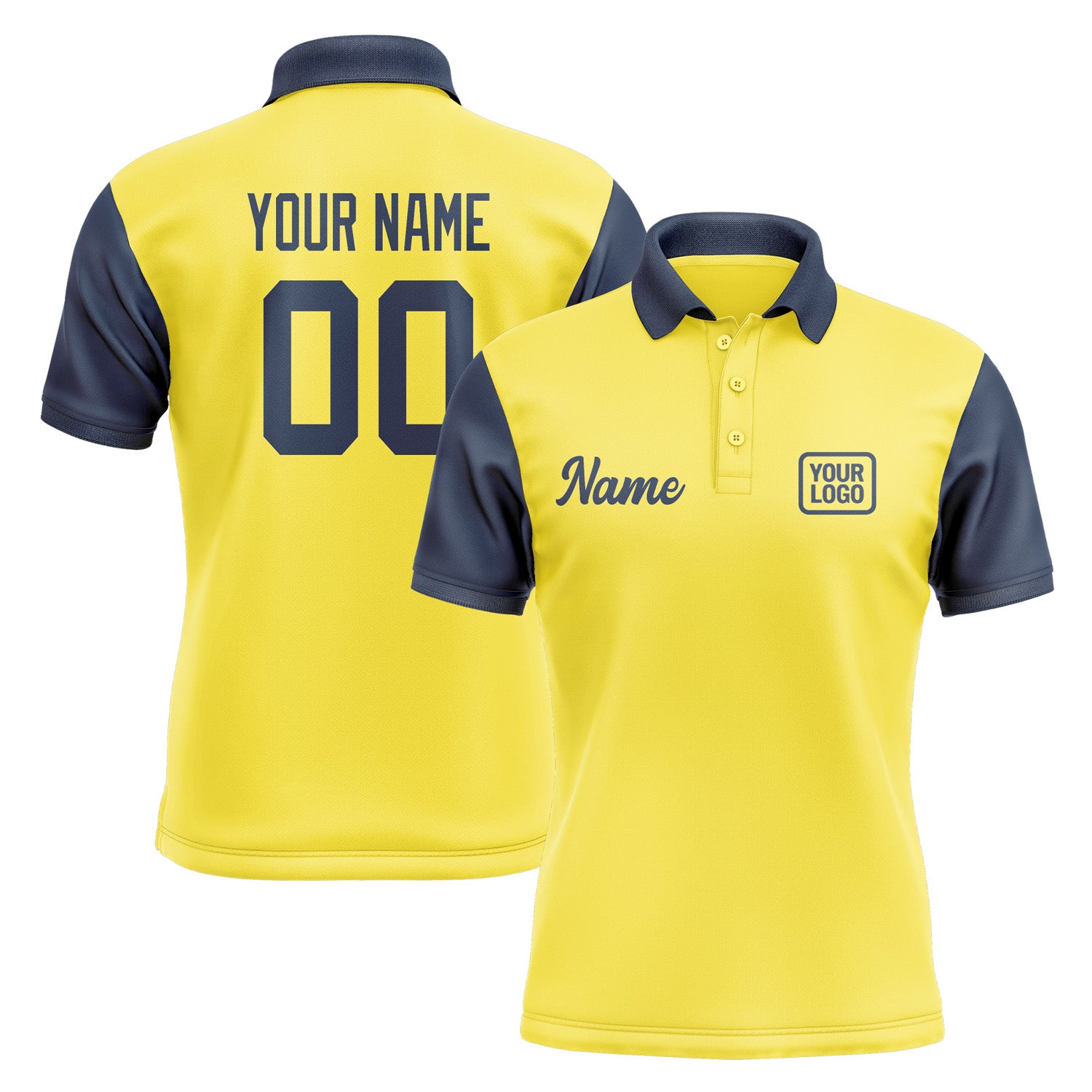 Custom Light Yellow Blue Short-Sleeve Polo Shirt PO261010B110
