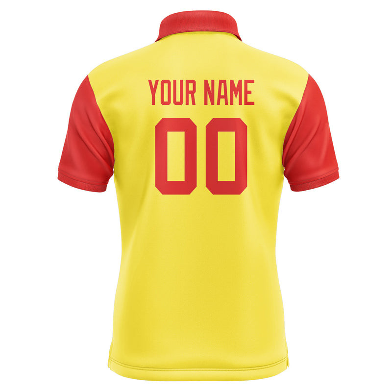 Custom Light Yellow Orange Red Short-Sleeve Polo Shirt PO261212B112