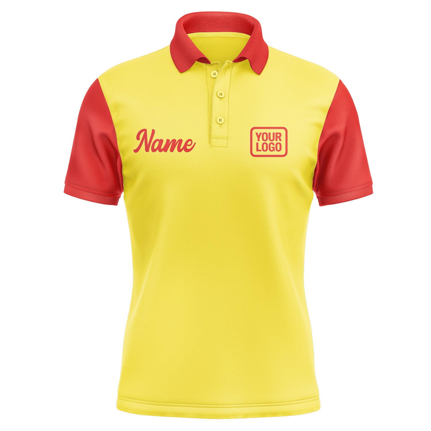 Custom Light Yellow Orange Red Short-Sleeve Polo Shirt PO261212B112