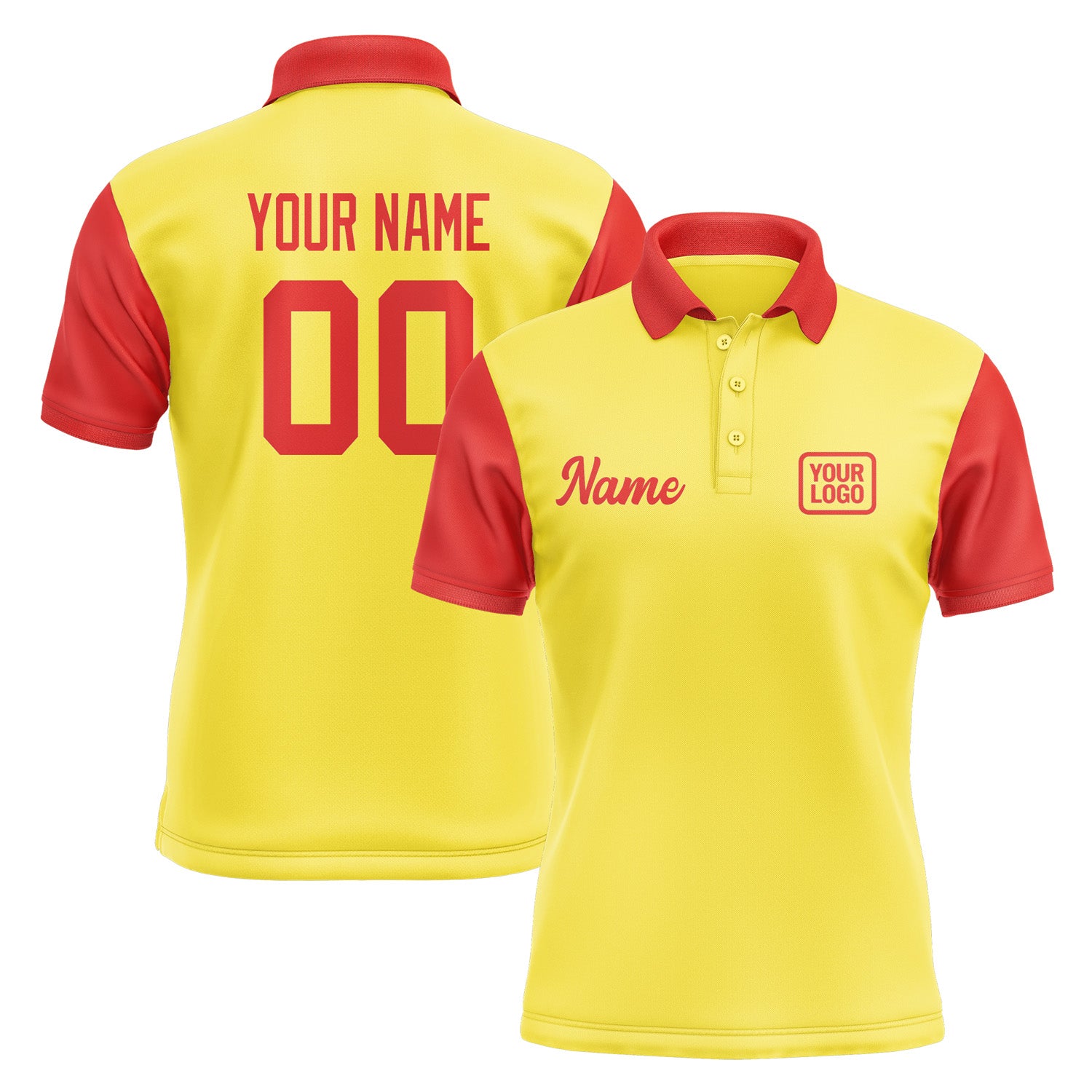 Custom Light Yellow Orange Red Short-Sleeve Polo Shirt PO261212B112