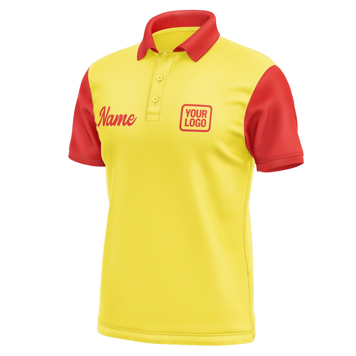 Custom Light Yellow Orange Red Short-Sleeve Polo Shirt PO261212B112