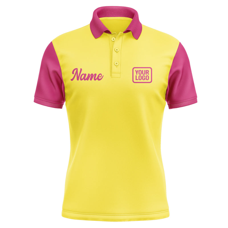 Custom Light Yellow Pink Short-Sleeve Polo Shirt PO261313B113