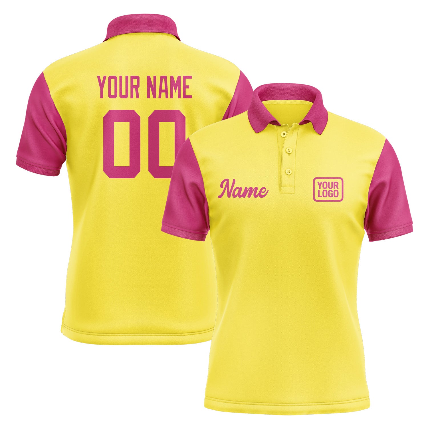 Custom Light Yellow Pink Short-Sleeve Polo Shirt PO261313B113