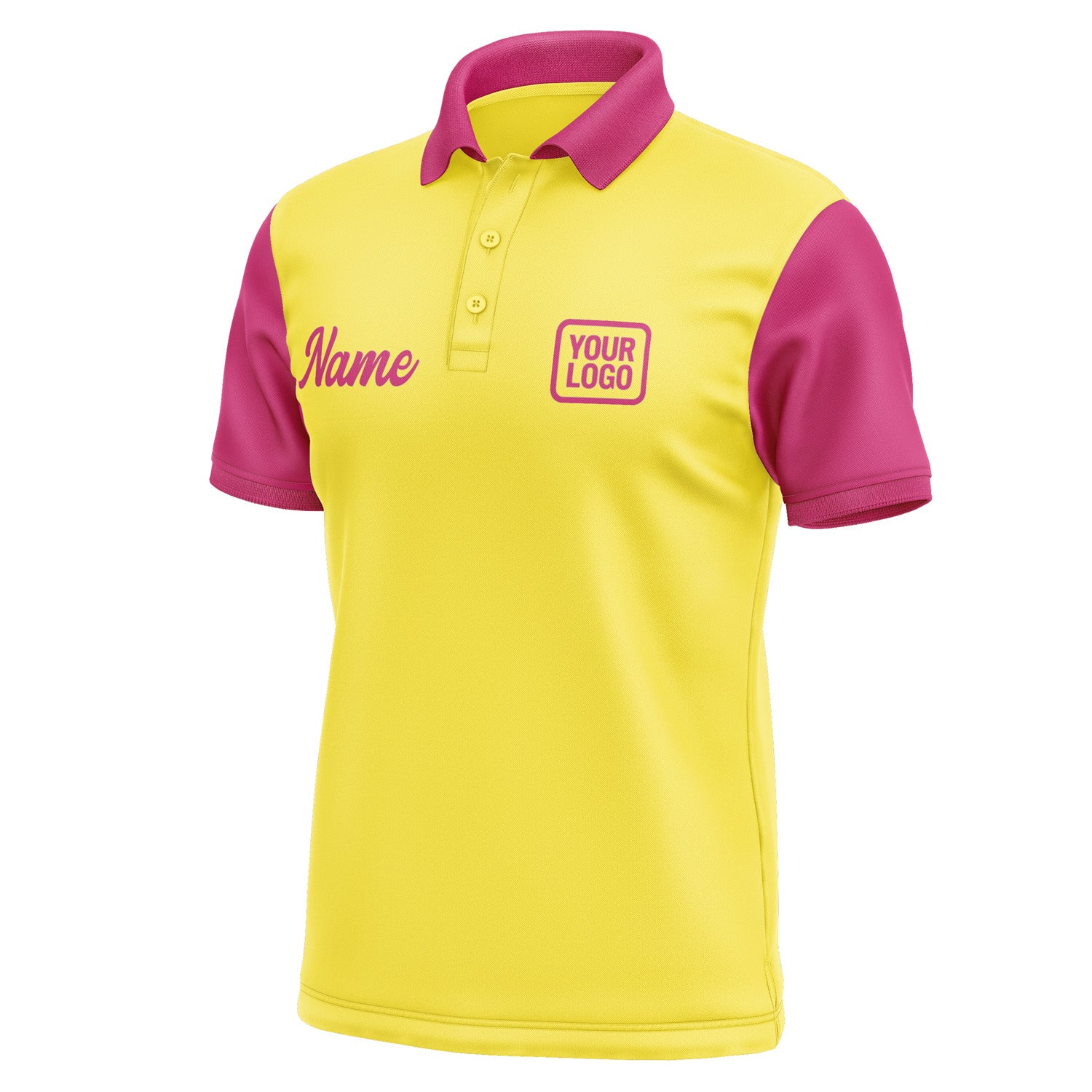 Custom Light Yellow Pink Short-Sleeve Polo Shirt PO261313B113