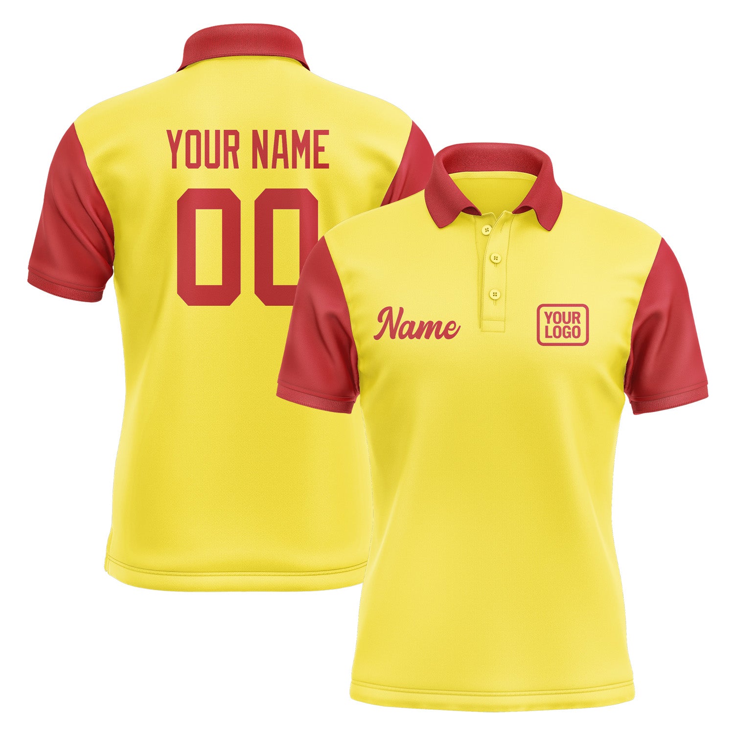 Custom Light Yellow Red Short-Sleeve Polo Shirt PO261414B114