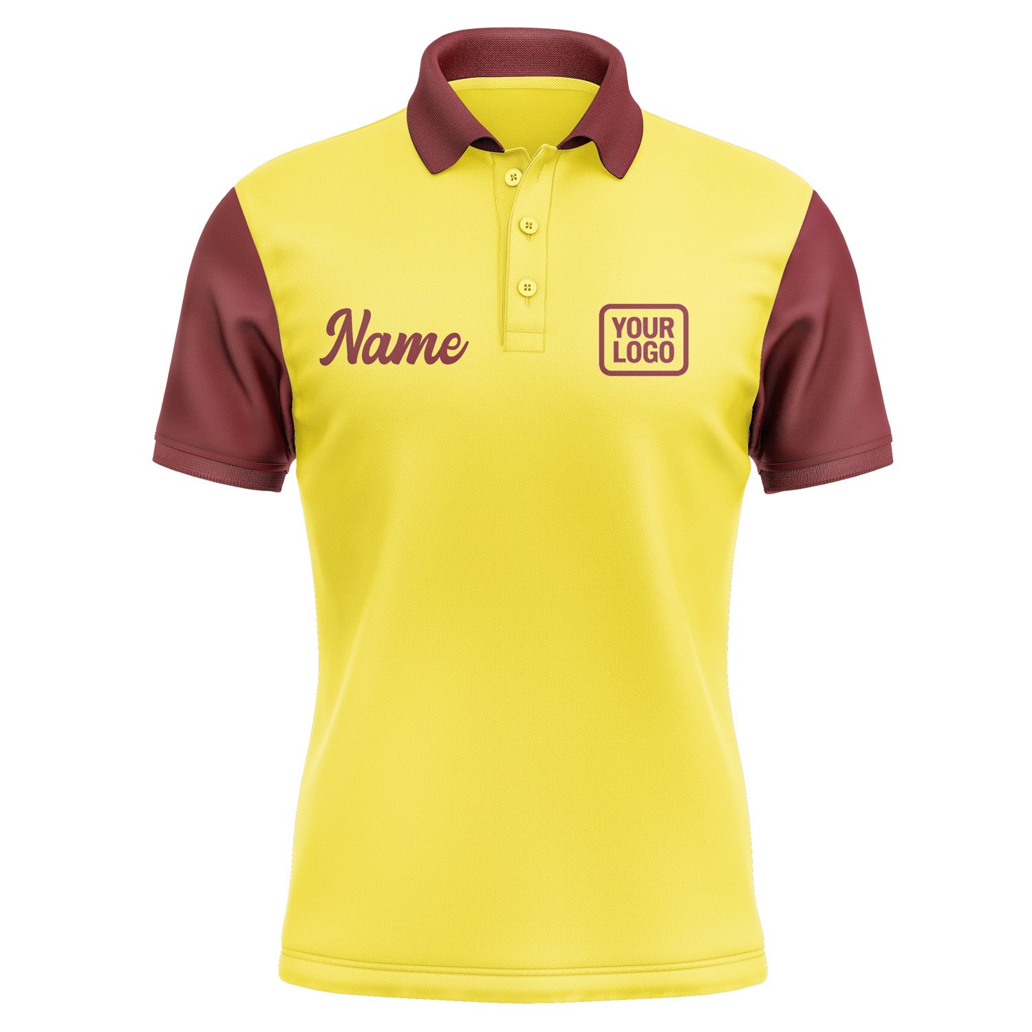 Custom Light Yellow Crimson Red Short-Sleeve Polo Shirt PO261515B115