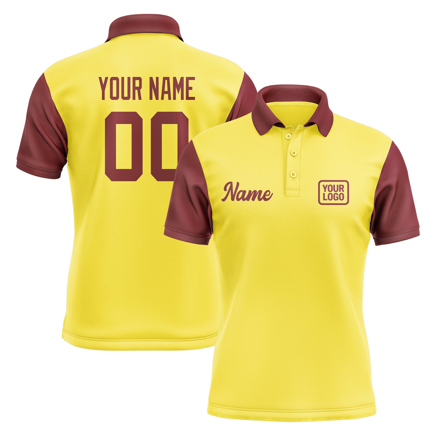 Custom Light Yellow Crimson Red Short-Sleeve Polo Shirt PO261515B115