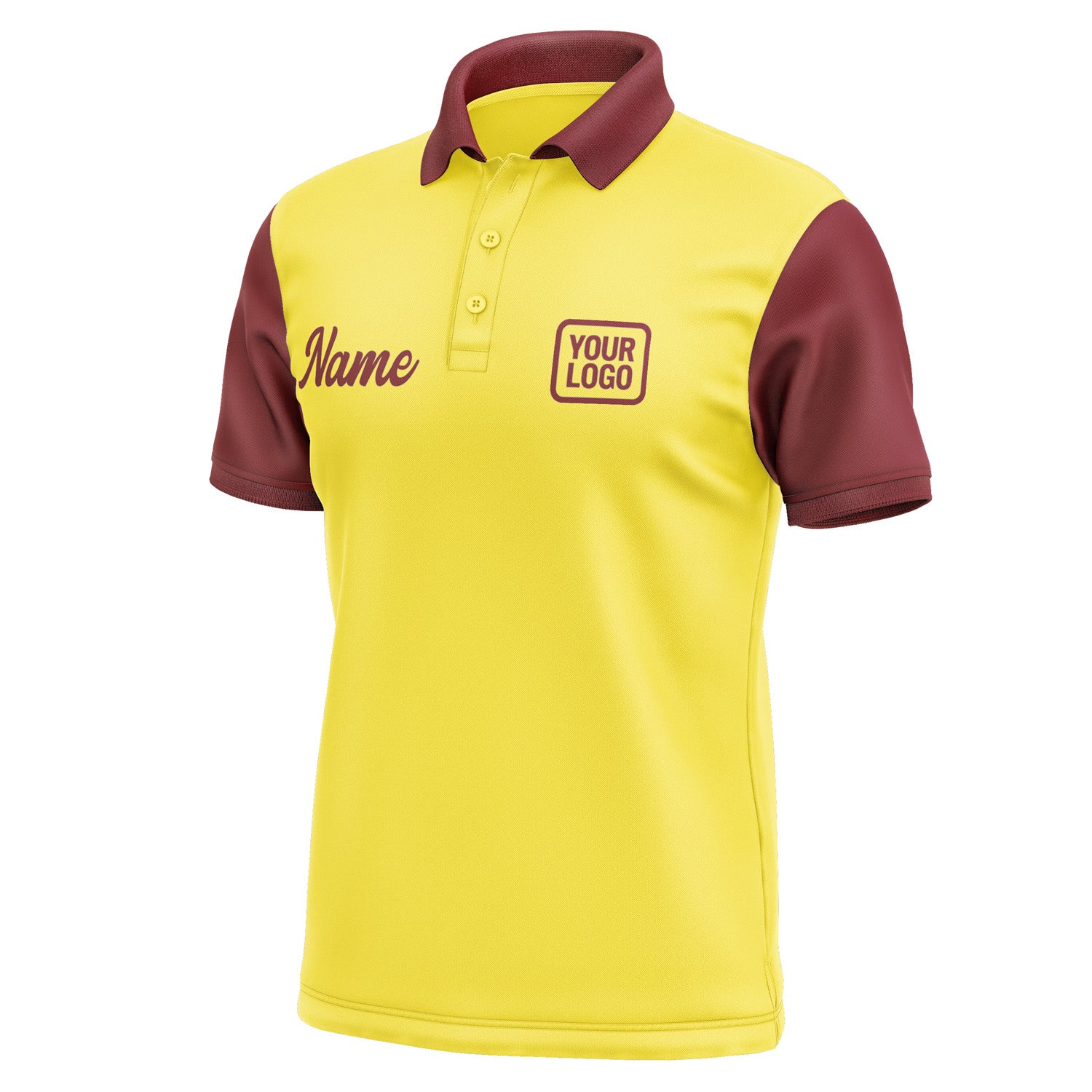 Custom Light Yellow Crimson Red Short-Sleeve Polo Shirt PO261515B115