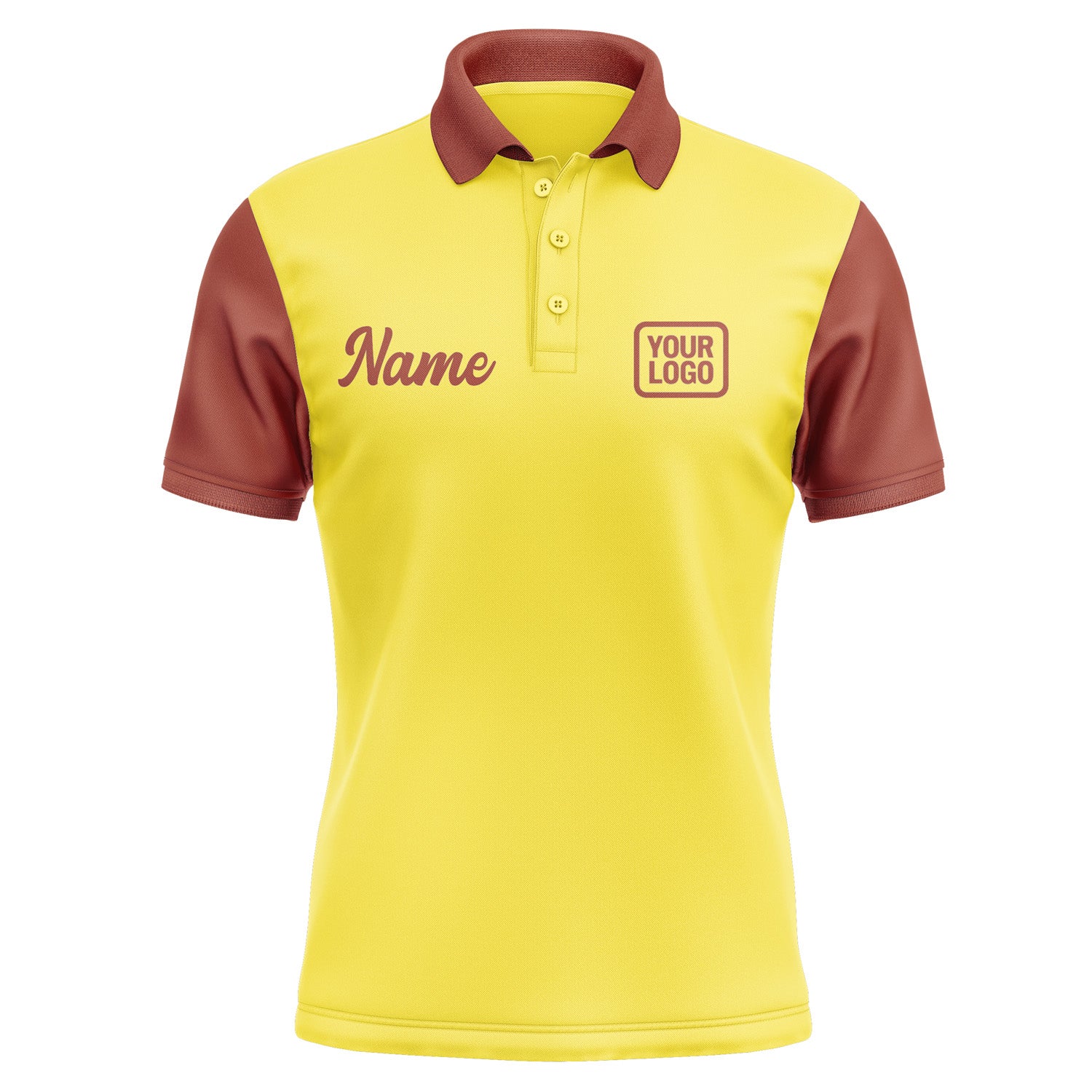 Custom Light Yellow Coral Red Short-Sleeve Polo Shirt PO261616B116