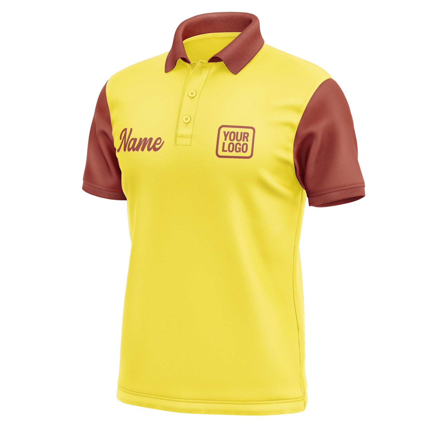 Custom Light Yellow Coral Red Short-Sleeve Polo Shirt PO261616B116