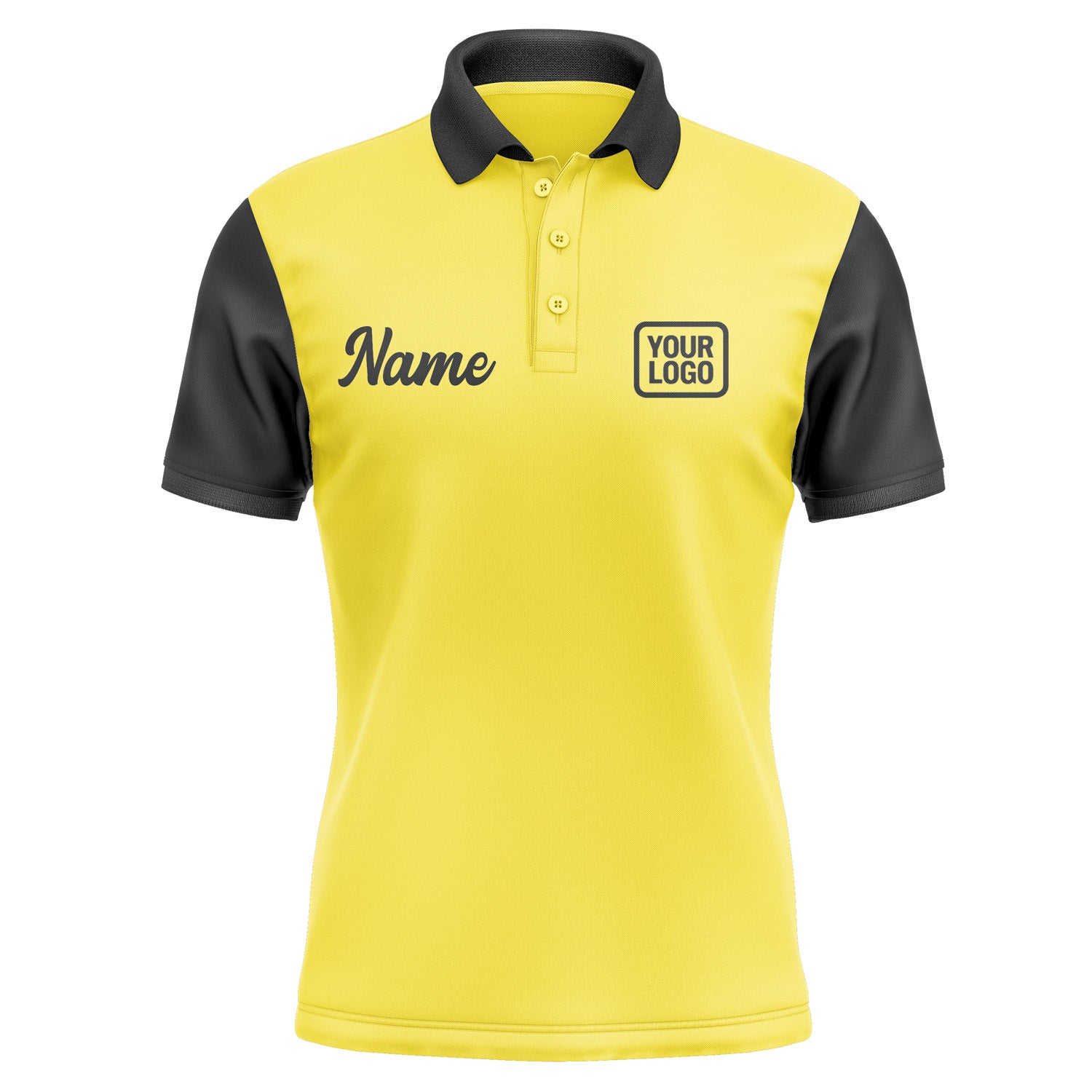 Custom Light Yellow Black Short-Sleeve Polo Shirt PO261717B117