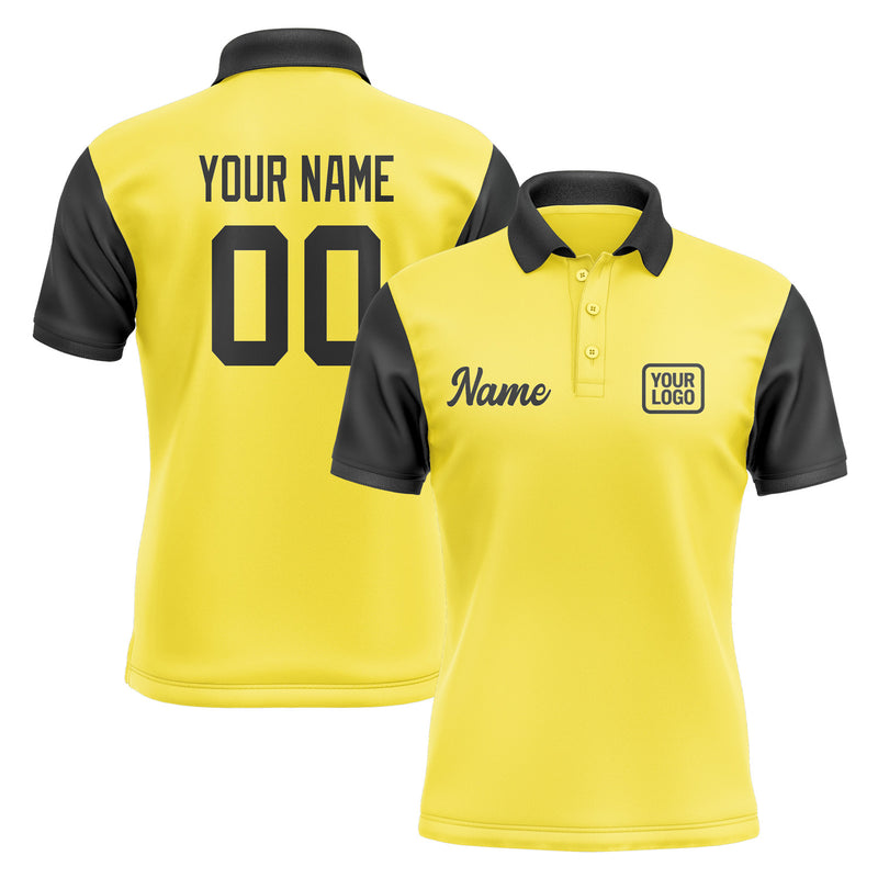 Custom Light Yellow Black Short-Sleeve Polo Shirt PO261717B117