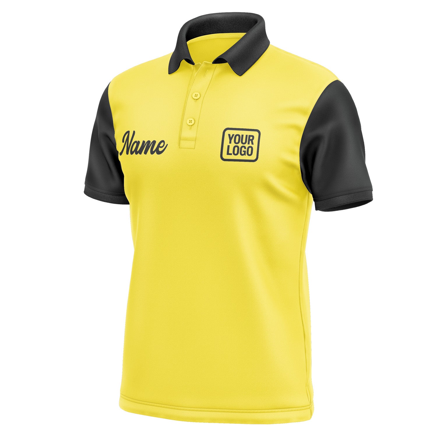 Custom Light Yellow Black Short-Sleeve Polo Shirt PO261717B117