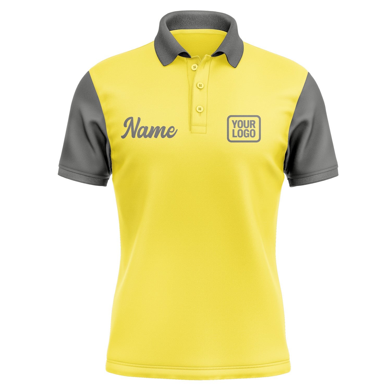 Custom Light Yellow Dark Grey Short-Sleeve Polo Shirt PO262020B120
