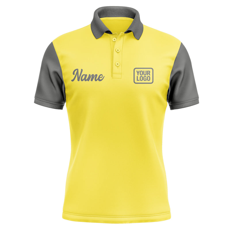 Custom Light Yellow Dark Grey Short-Sleeve Polo Shirt PO262020B120