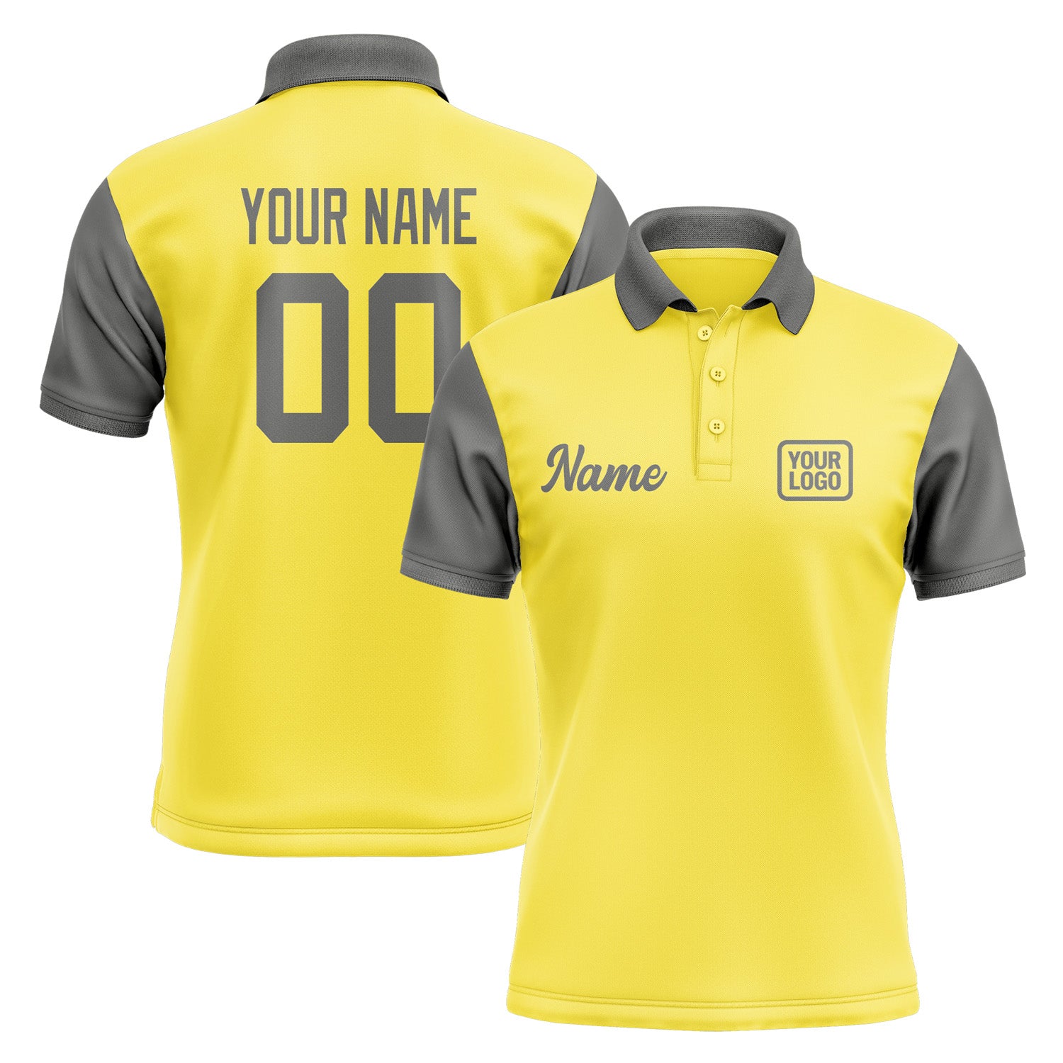 Custom Light Yellow Dark Grey Short-Sleeve Polo Shirt PO262020B120